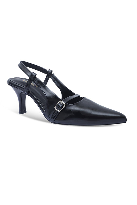 Signature Black Pointed Kitten Heel Women Pakistan – Miruzah