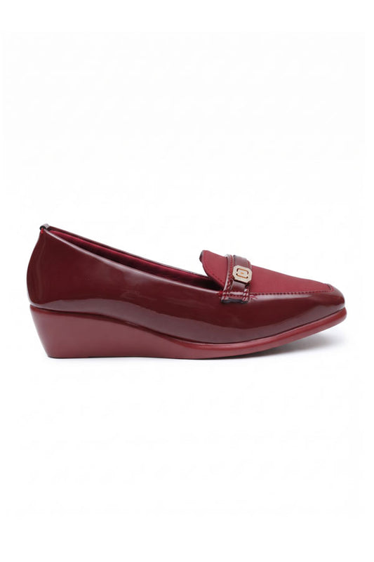 Maroon Patent Wedge Loafers WMC002107