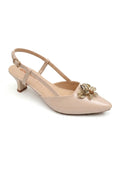 Blush Patent Strappy Gold Brooch Low Heels WSA001605