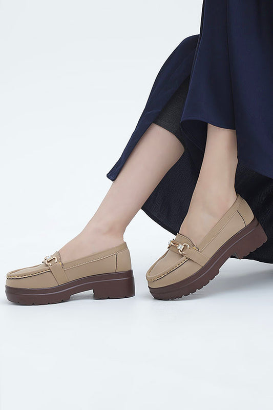 Camel Moccasin Front View Women Footwear Pakistan – Miruzah