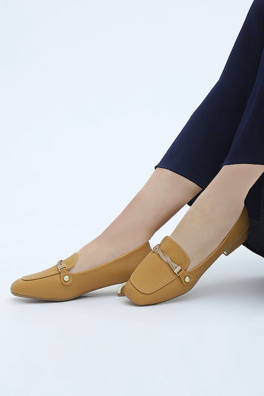 Mustard Moccasin Front View Women Footwear Pakistan – Miruzah