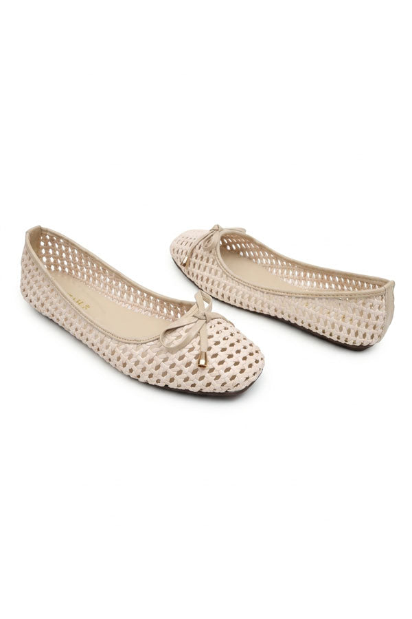 Nude Beige Net Slip-On Flats WBA001228
