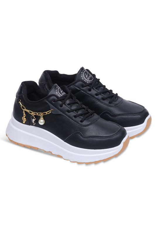 Women Chunky Sole Lace up (Black) WLU000101