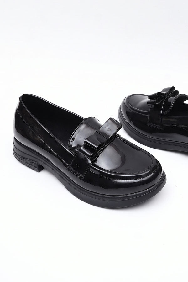 Noir Chunky Sole Bow Moccasins WMC002201