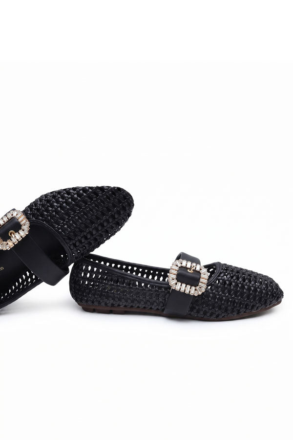Noir Embellished Cutout Mary Janes - Classic Black WBA000801