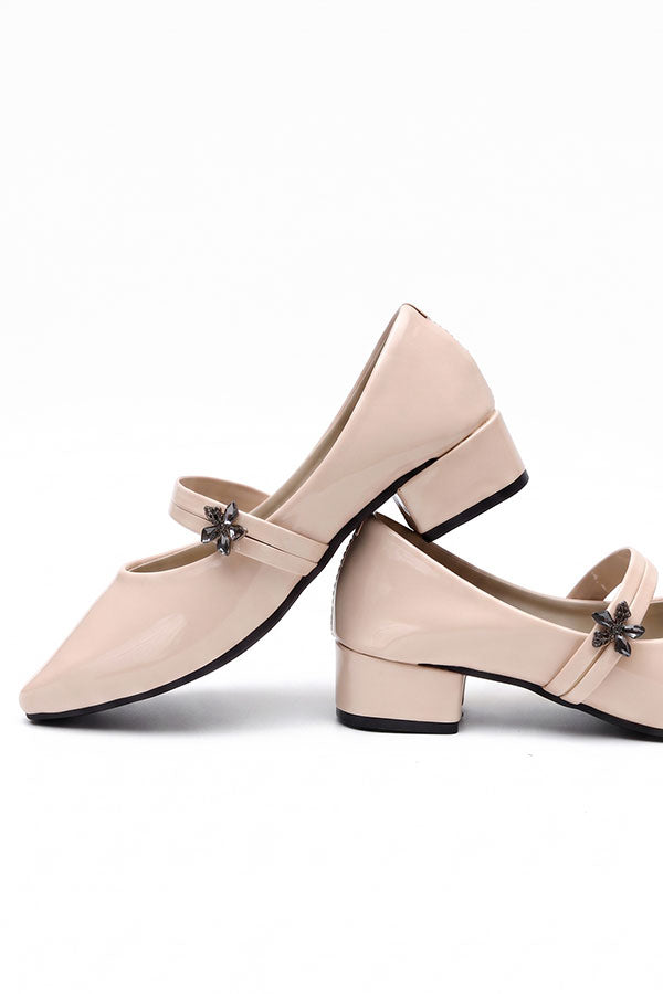 Blush Nude Crystal Block Heels WBA000905