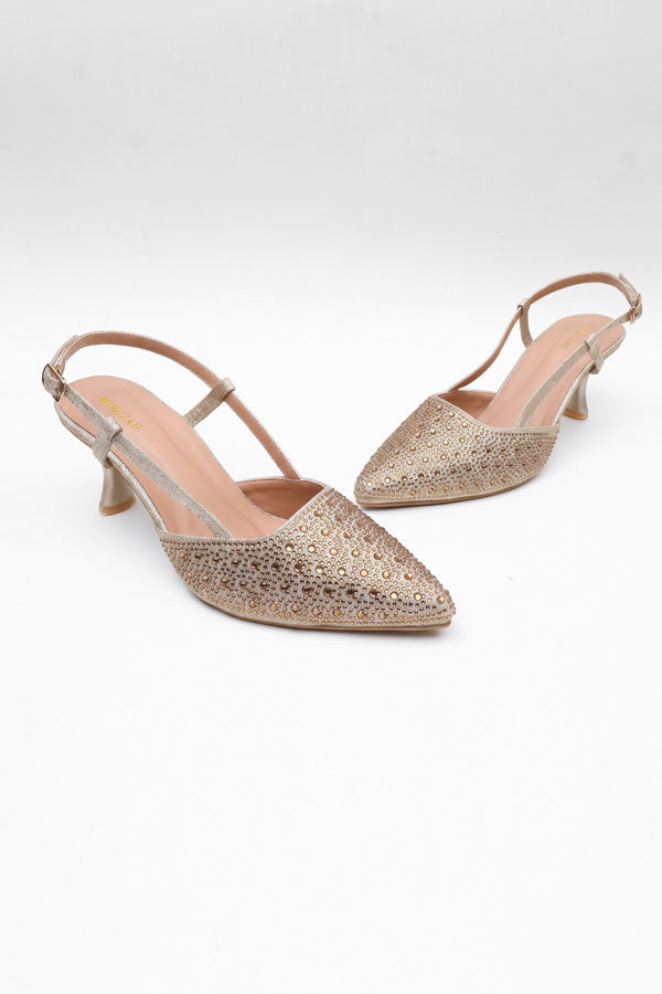 Shimmer Gold Rhinestone Slingbacks WSA001311