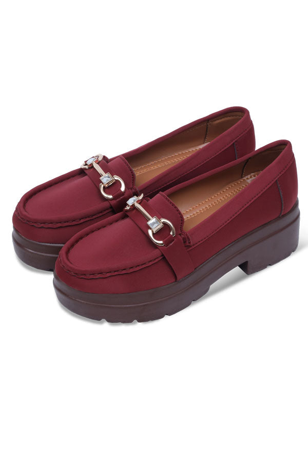 Women Moccasin Maroon WMC000107