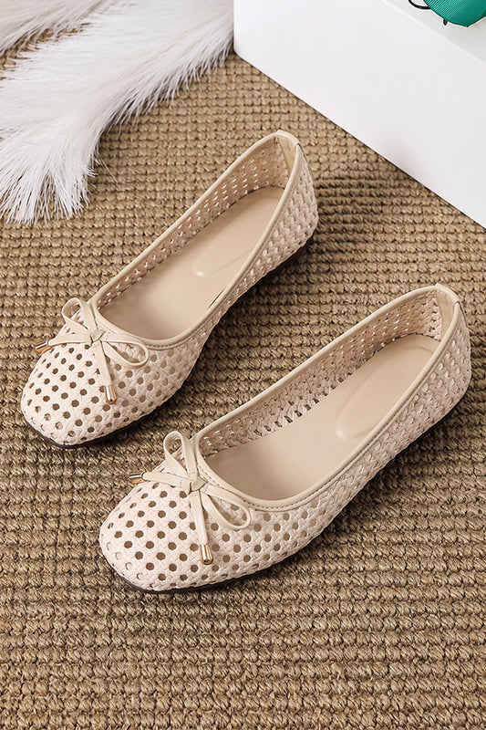 Nude Beige Net Slip-On Flats WBA001228