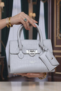 Ladies structure hand bag in Grey WBB000206