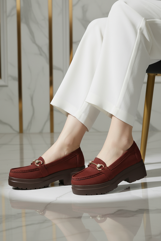 Women Moccasin Maroon WMC000107