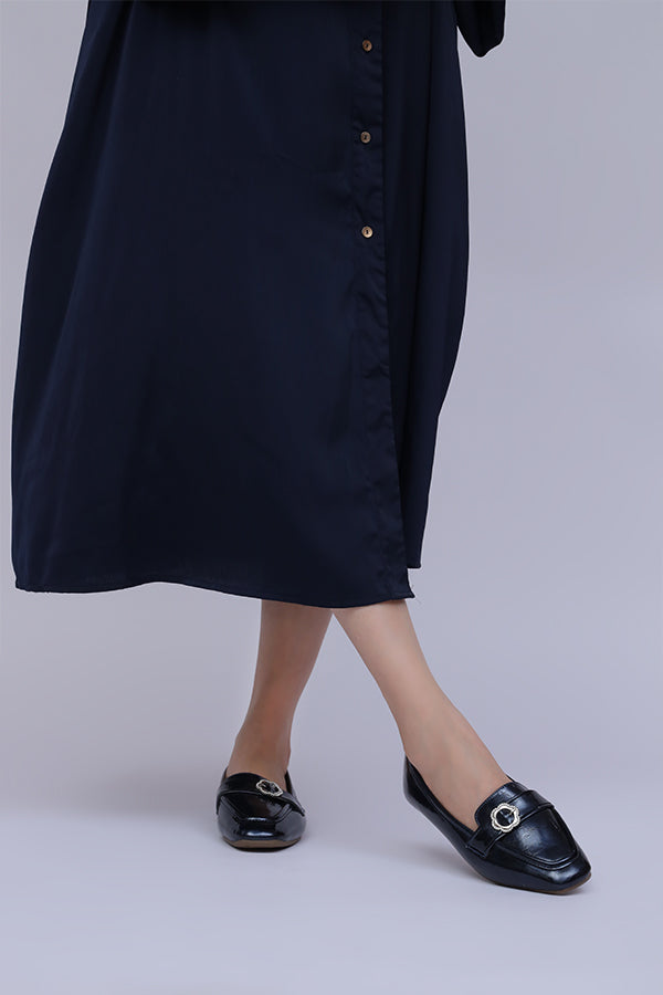 Women Moccasin Navy Blue Top View Pakistan – Miruzah