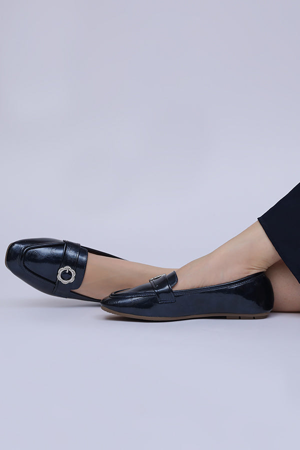 Women Navy Blue Moccasin Casual Shoes Pakistan – Miruzah