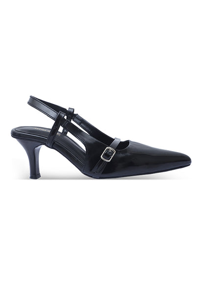 Signature Black Pointed Kitten Heel Women Pakistan – Miruzah