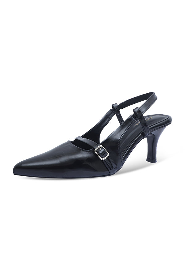 Signature Black Pointed Kitten Heel Women Pakistan – Miruzah