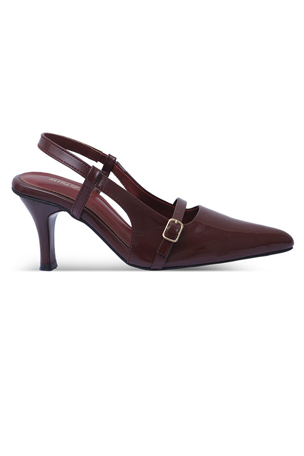 Signature Maroon Pointed Kitten Heel Women Pakistan – Miruzah