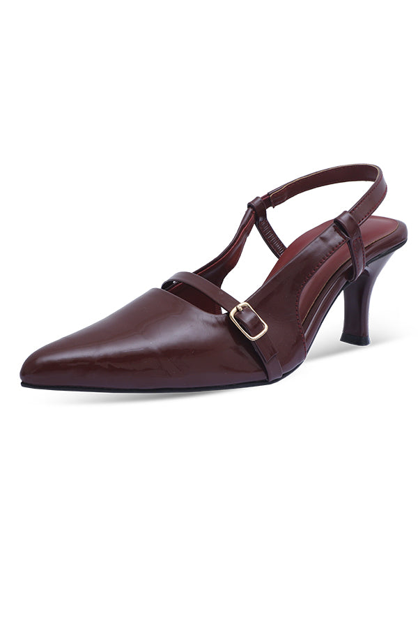 Signature Maroon Pointed Kitten Heel Women Pakistan – Miruzah