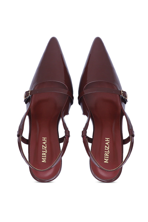 Signature Maroon Pointed Kitten Heel Women Pakistan – Miruzah