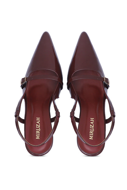 Signature Maroon Pointed Kitten Heel Women Pakistan – Miruzah