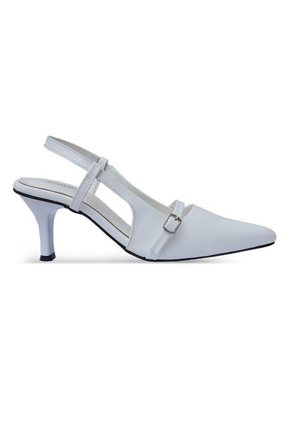 Signature White Pointed Kitten Heel Women Pakistan – Miruzah