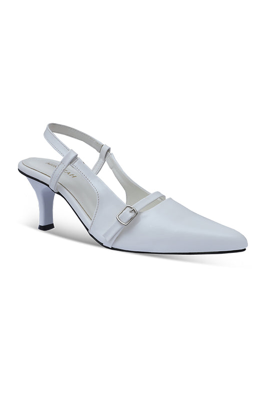 Signature White Pointed Kitten Heel Women Pakistan – Miruzah
