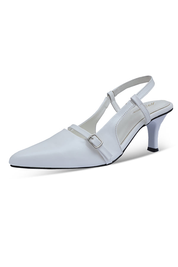 Signature White Pointed Kitten Heel Women Pakistan – Miruzah