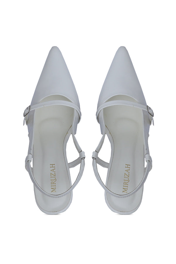 Signature White Pointed Kitten Heel Women Pakistan – Miruzah
