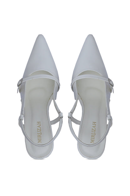 Signature White Pointed Kitten Heel Women Pakistan – Miruzah