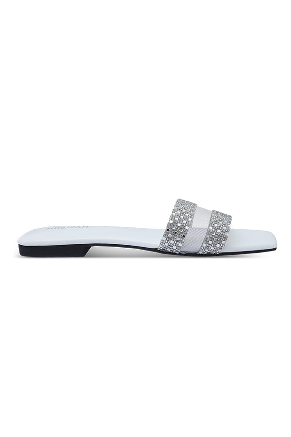 Spark Strap White Slides Side View Pakistan – Miruzah