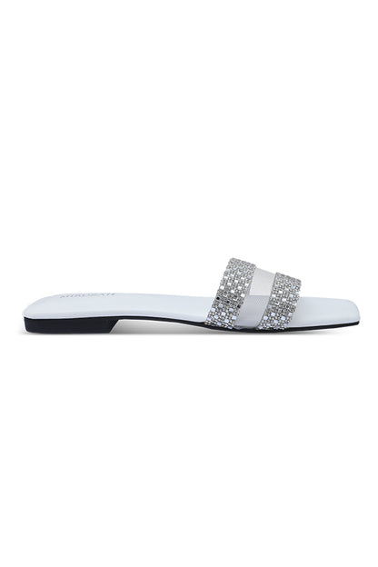 Spark Strap White Slides Side View Pakistan – Miruzah