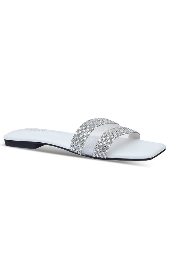 Spark Strap White Slides Side View Pakistan – Miruzah