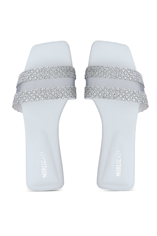 Spark Strap White Slides Top View Pakistan – Miruzah