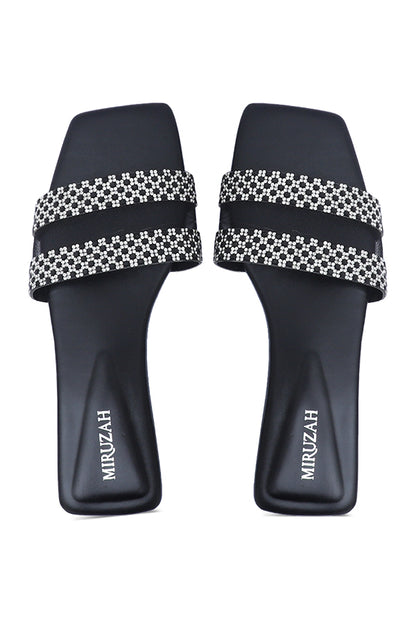 Spark Strap Black Slides Top View Pakistan – Miruzah