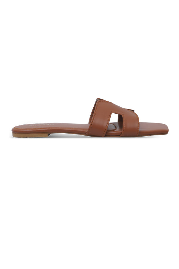 Midnight Luxe Flats H-Strap Square Toe Side View – Miruzah