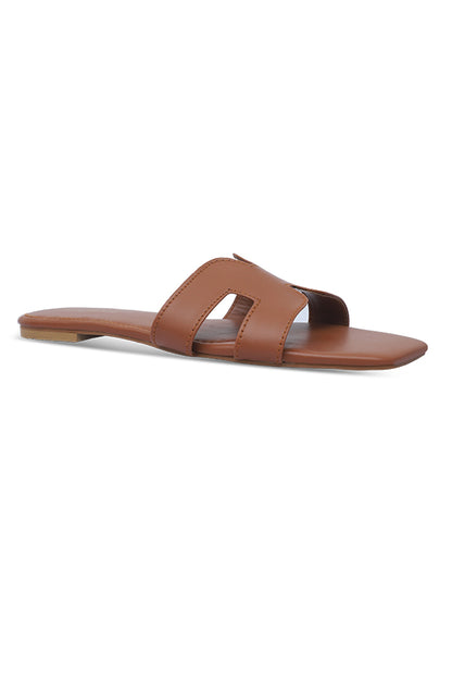 Midnight Luxe Brown Flats Front View Women Shoes Pakistan