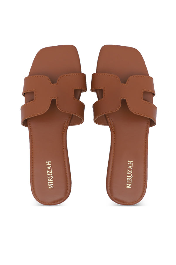 Midnight Luxe Brown Flat Slides All Sizes Pakistan