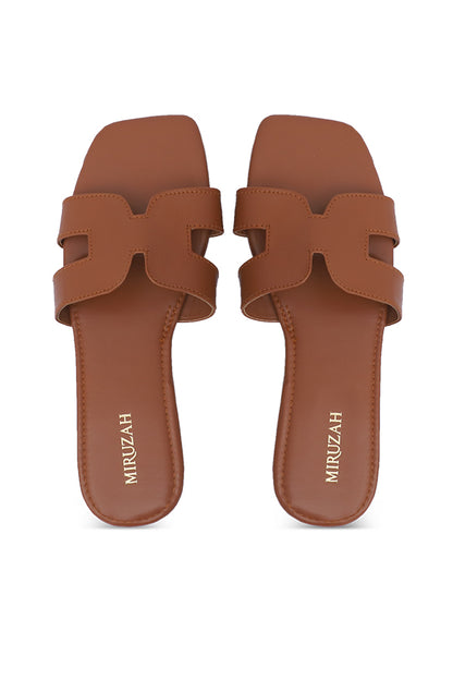 Midnight Luxe Brown Flat Slides All Sizes Pakistan