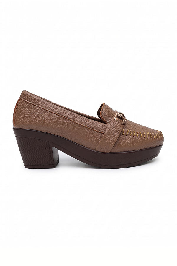 Caramel Textured Bit Loafers  WMC002302