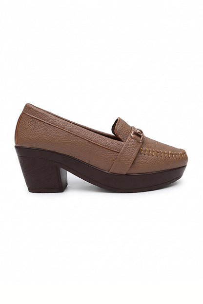 Caramel Textured Bit Loafers  WMC002302