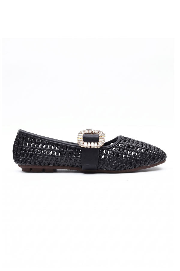 Noir Embellished Cutout Mary Janes - Classic Black   WBA000801