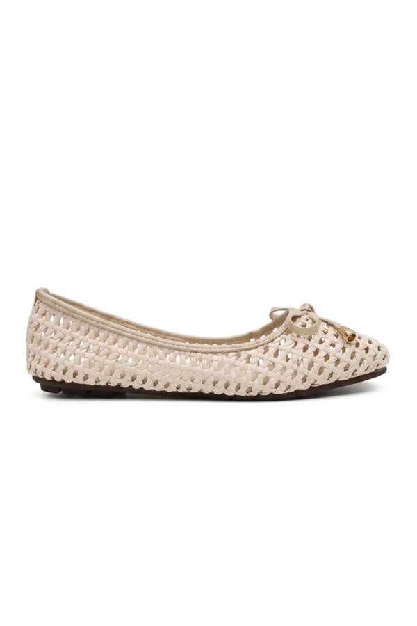 Nude Beige Net Slip-On Flats  WBA001228