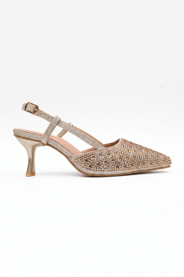 Shimmer Gold Rhinestone Slingbacks  WSA001311