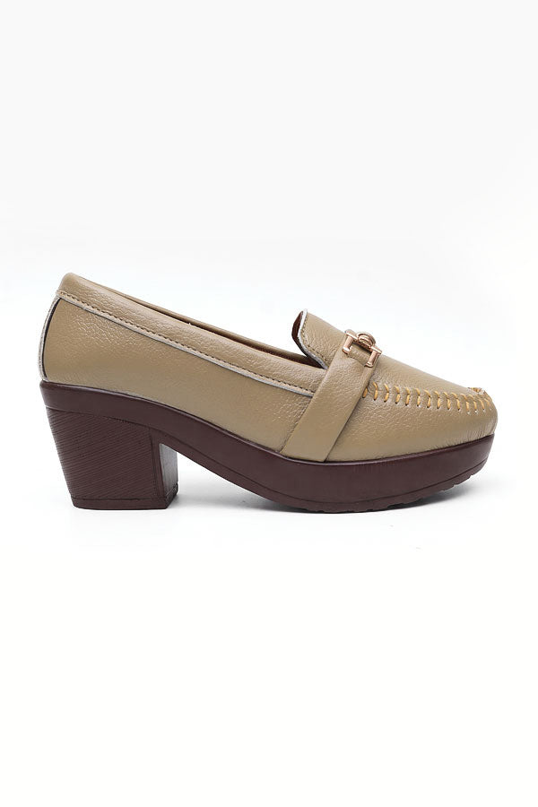 Olive Stitched Bit Hardware Platform Loafers  WMC002317