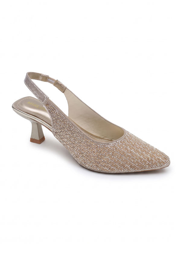 Nude Gold Crystal Mid Heels  WSA001211