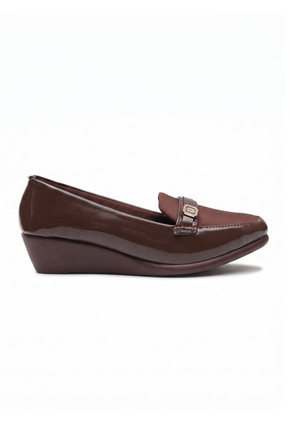 Mocha Brown Gem Wedge Loafers  WMC002102