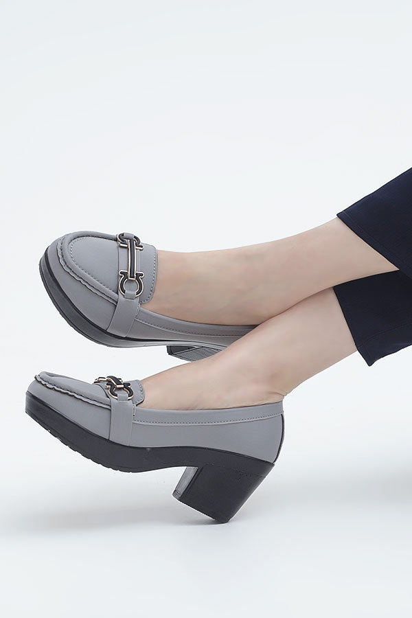 Grey Moccasin Front View Women Footwear Pakistan – Miruzah