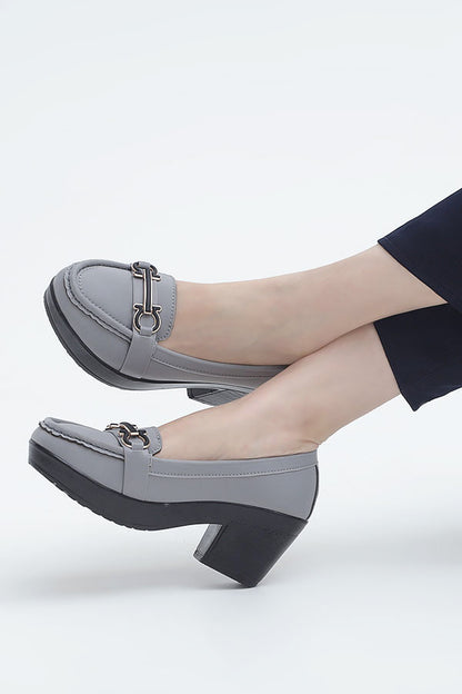 Grey Moccasin Front View Women Footwear Pakistan – Miruzah