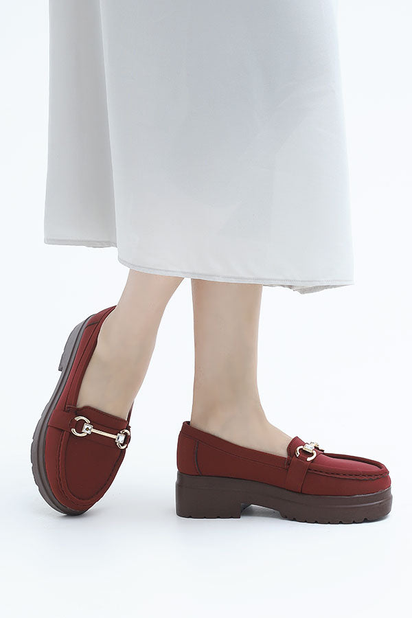 Women Moccasin Maroon WMC000107