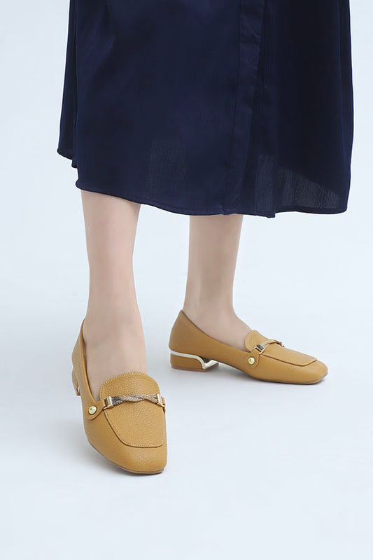 Women Moccasin Mustard Side View Ladies Shoes Pakistan