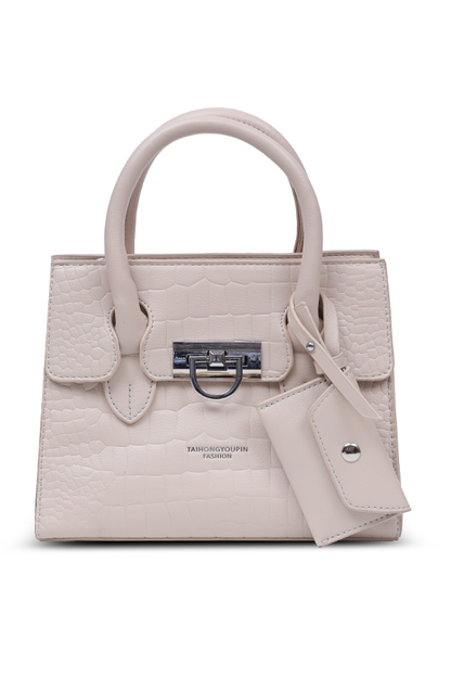 Ladies Structure Hand Bag in Cream WBB000210